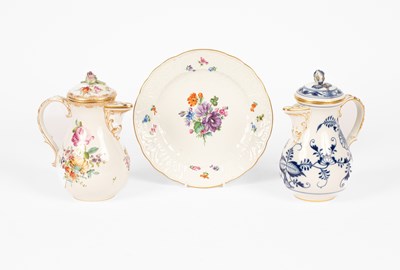 Lot 89 - Two Meissen chocolate/hot water pots