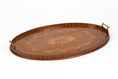 Lot 472 - An Edwardian marquetry inlaid tray
