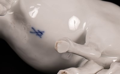 Lot 501 - A Meissen white glazed Shetland pony