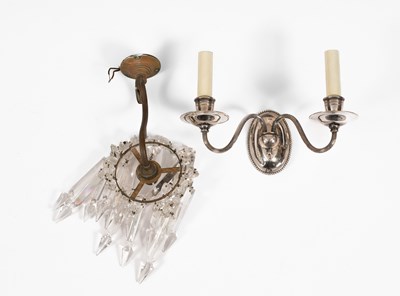 Lot 453 - A white metal two-branch wall light