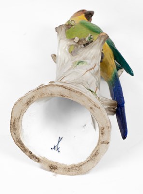 Lot 511 - Two Meissen porcelain parrots