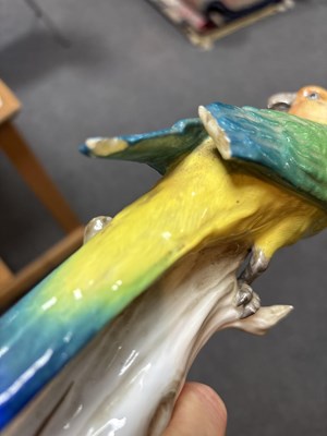 Lot 511 - Two Meissen porcelain parrots