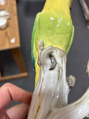 Lot 511 - Two Meissen porcelain parrots