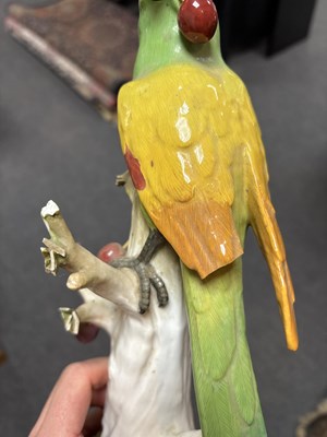 Lot 511 - Two Meissen porcelain parrots