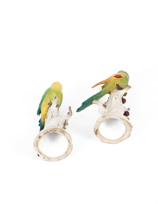 Lot 511 - Two Meissen porcelain parrots