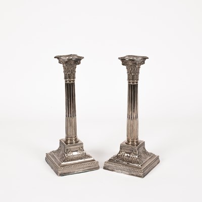 Lot 54 - A pair of Victorian silver candlesticks