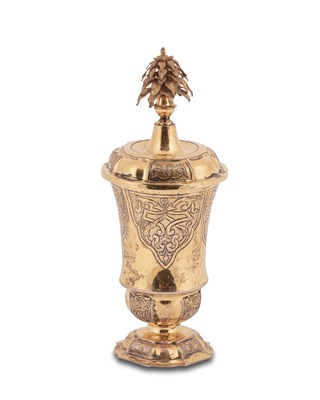 Lot 94 - A German gilt metal cup and cover