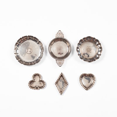Lot 68 - Three small silver dishes modelled as suits of cards