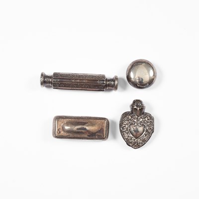 Lot 67 - A Victorian heart-shaped silver scent bottle holder