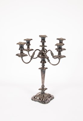 Lot 100 - A silver plated four-branch, five-light candelabrum