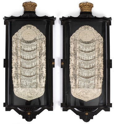 Lot 641 - A pair of carved ivory letter racks