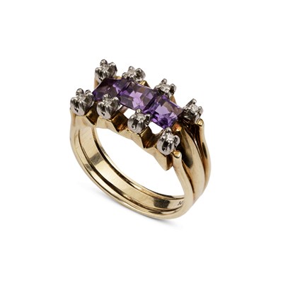 Lot 114 - An amethyst and diamond dress ring