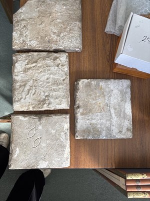 Lot 561 - Four various Damascus pottery tiles