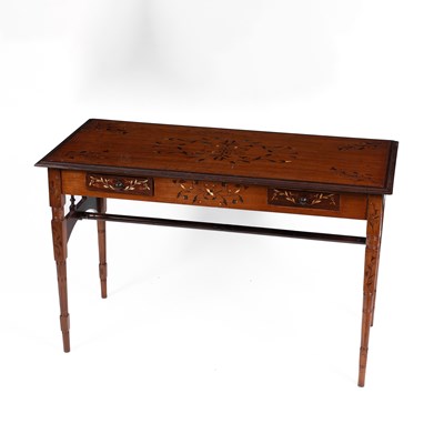Lot 123 - An Aesthetic Movement marquetry writing table