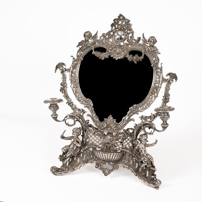 Lot 97 - A silver plated easel-back dressing table mirror