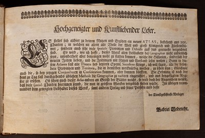 Lot 399 - Bodenehr (Gabriel, publisher) Atlas Curieux oder Neuer und Compendieuser Atlas
