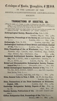 Lot 308 - Transaction of the Bristol and Gloucestershire Archaeological Society