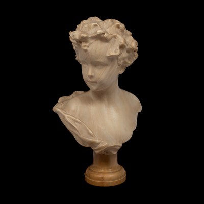 Lot 930 - A 19th Century carved alabaster bust of a child