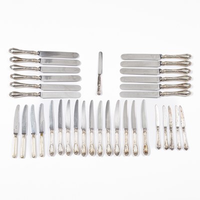 Lot 86 - A set of twelve Continental white metal handled knives