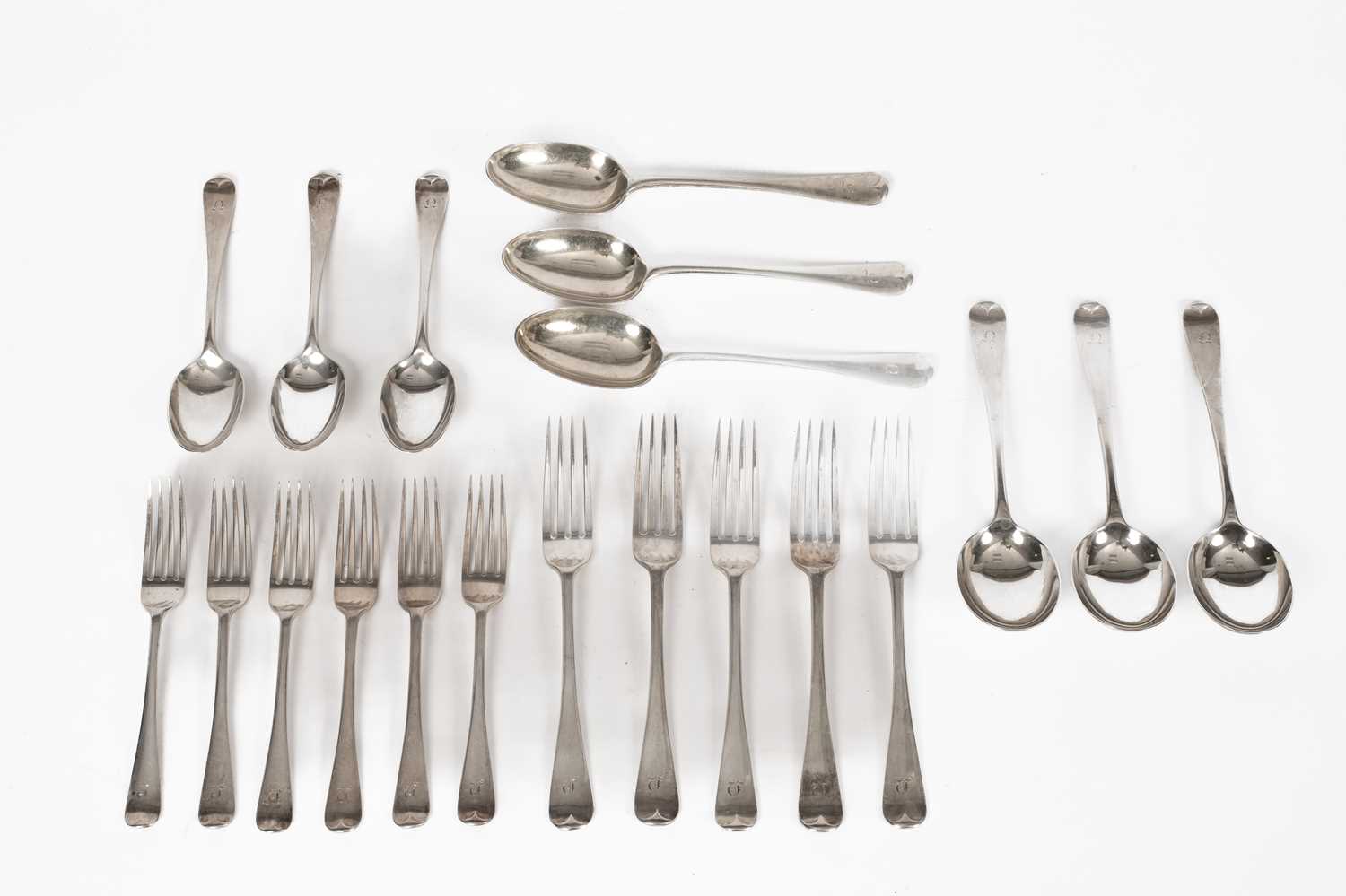 Lot 48 - An Edwardian part canteen of silver flatware