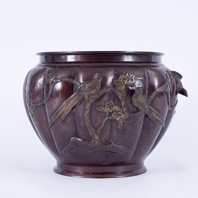 Lot 183 - A Japanese bronze jardinière