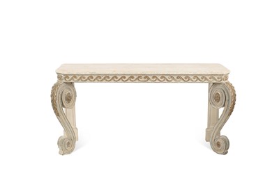 Lot 26 - A pair of Regency style painted console tables