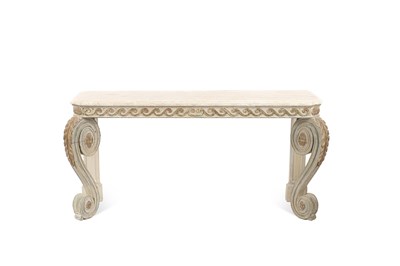 Lot 26 - A pair of Regency style painted console tables