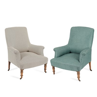 Lot 13 - A near pair of upholstered armchairs