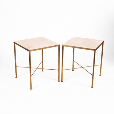 Lot 20 - A pair of square marble top tables
