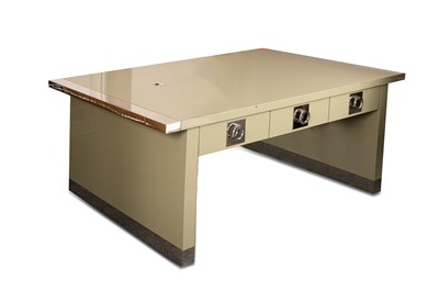 Lot 57 - A pale green lacquered partners' desk by Talisman Edition