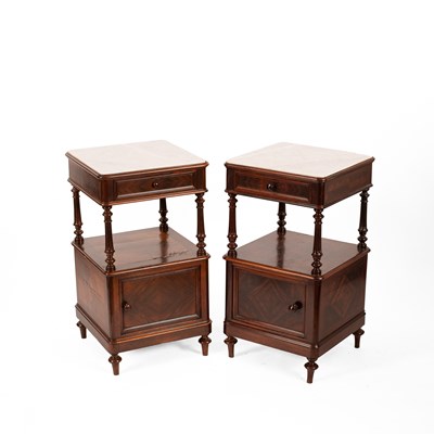 Lot 50 - A pair of marble-top bedside tables