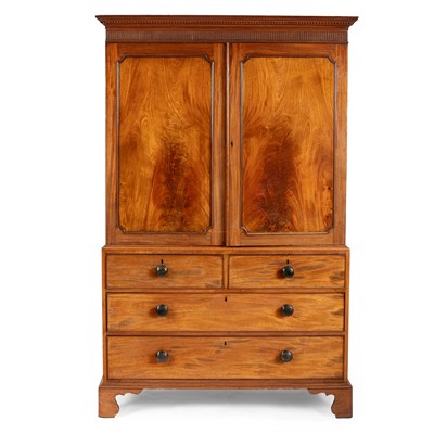 Lot 52 - A late Georgian mahogany linen press