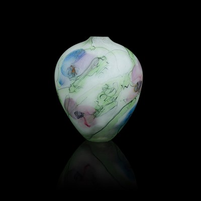 Lot 484 - Peter Layton (born 1927) a frosted glass ovoid vase