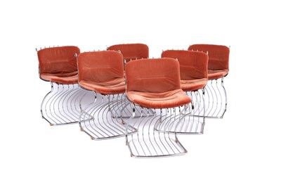 Lot 127 - Gastone Rinaldi for Rima, a set of six chrome steel cantilever dining chairs