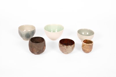 Lot 409 - John Bedding (born 1947) a tea bowl in blue/green glaze