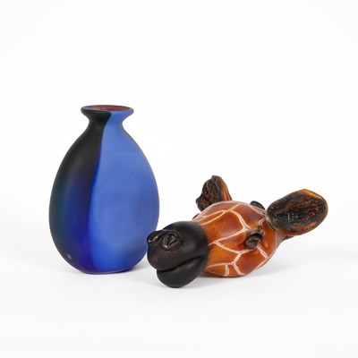 Lot 480 - A blue and black art glass vase