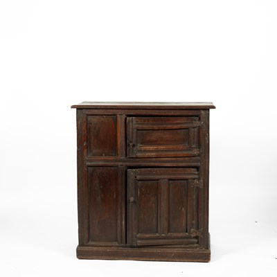 Lot 176 - A 17th Century and later panelled oak cabinet