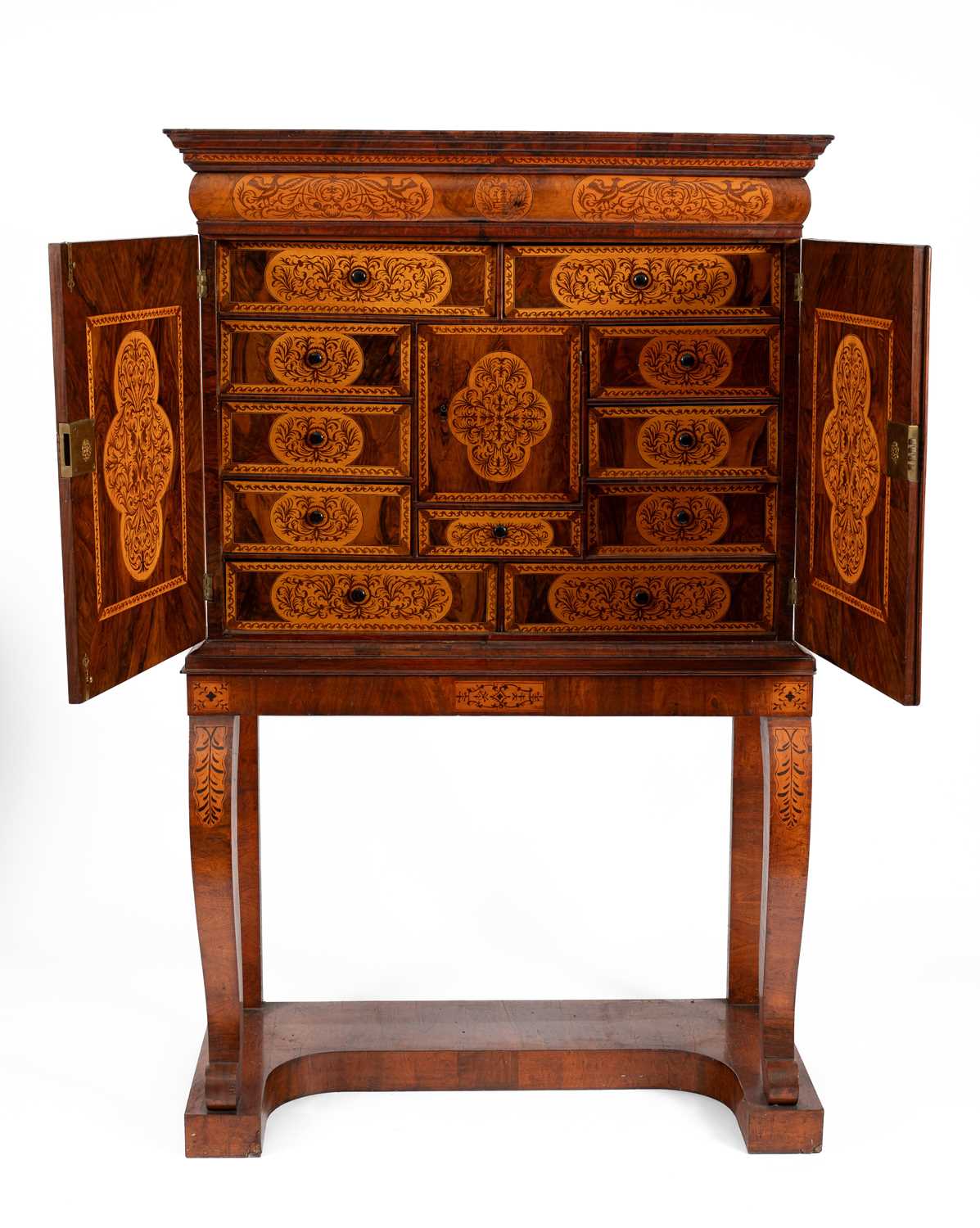 Lot 45 - A 17th Century walnut seaweed marquetry cabinet