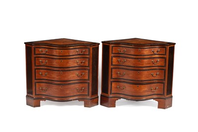 Lot 802 - A near pair of Sheraton period satinwood corner commodes
