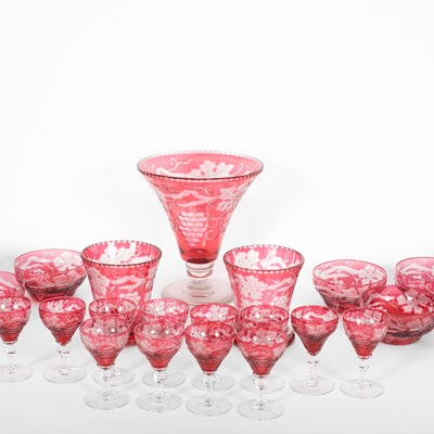 Lot 1223 - A suite of cranberry stained glassware
