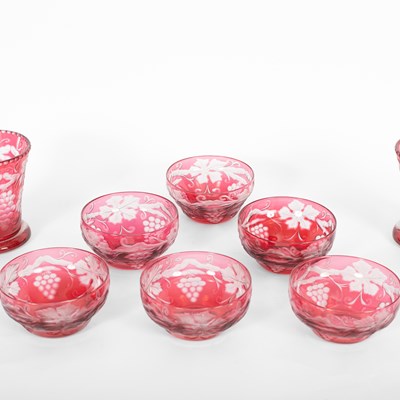 Lot 1223 - A suite of cranberry stained glassware