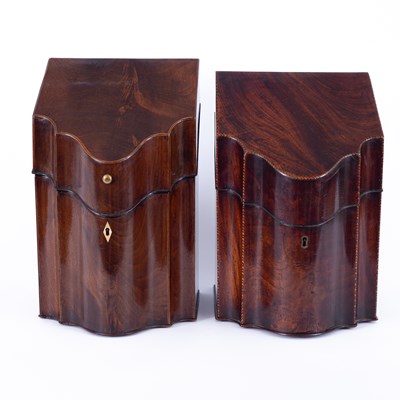 Lot 1269 - Two George III mahogany knife boxes
