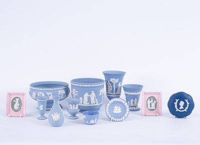 Lot 1209 - A collection of Wedgwood pale blue Jasperware