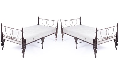 Lot 792 - A pair of metal framed single beds