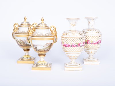 Lot 1192 - A pair of Derby porcelain vases
