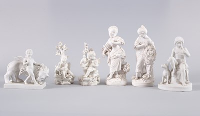 Lot 1194 - A pair of Derby biscuit figures