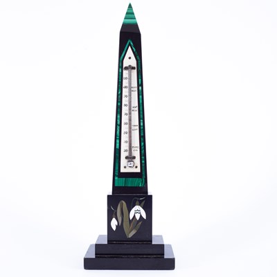 Lot 1236 - A 19th Century Derbyshire Ashford malachite inlaid obelisk
