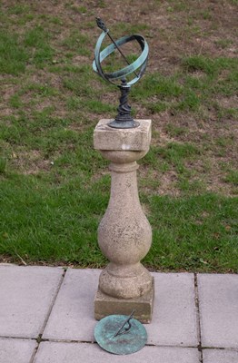 Lot 841 - A small bronze Armillary sphere sundial
