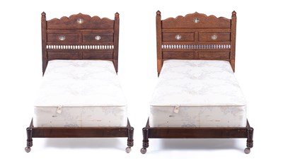 Lot 797 - A pair of profusely carved Indian beds