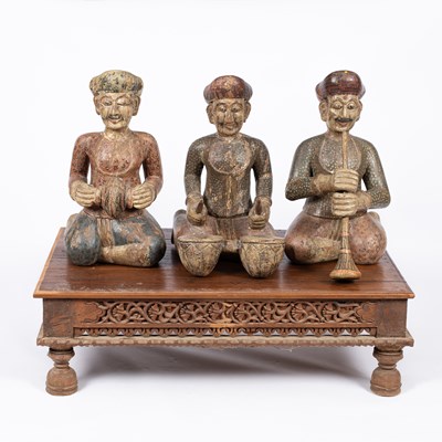 Lot 813 - Three Indian carved figures of musicians